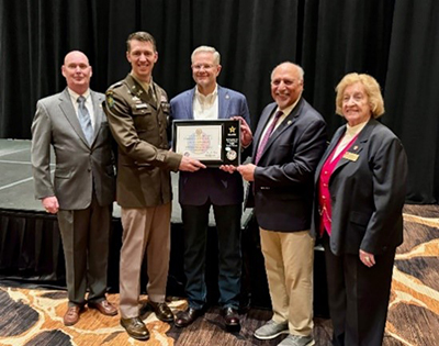 From left to Right: Christopher Schroeder (ARA), LTC Robert Shumaker (Salt Lake Army Recruiting Battalion Commander), Allen Hamblen (CEO CalPortland), Stavros S. Anthony (Lieutenant Governor of Nevada), Susan Malone (CASA)