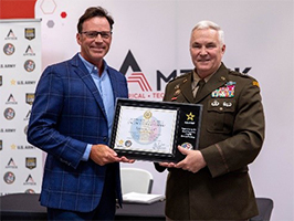 (l-r) David Turner, CEO, Amteck, LLC is presented with the plaque of participation by MG Lamberton.