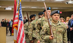 Alabama A&M University Army ROTC Color Guard Posting the Colors for the ceremony.