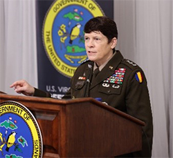 LTG Maria Gervais addresses the audience