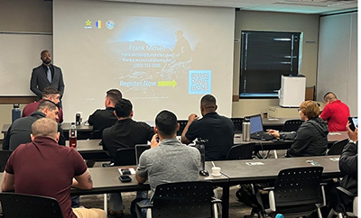 Frank McNeil briefs recruiters of North and South Houston Company.  