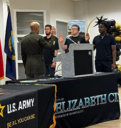 LTC Ramos administers Oath of Enlistment to Future Soldiers.