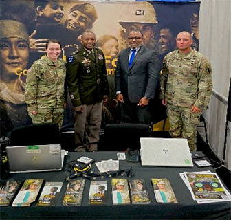 MAJ Alex Gonzalez, COL Jarrett Thomas, Samuel Armstrong, and MSG Christopher Nastari