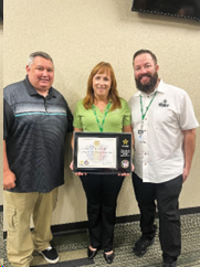 (L to R) Rick Tobin, Jackie Bellanco, and Cody Ledbetter pose with the PaYS Plaque. They are the Talent Acquisition team that spearheaded and ensured O'Reilly became a PaYS partner. 