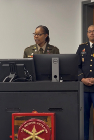 COL Samantha J. Frazier speaking at the graduation COL Samantha J. Frazier speaking at the graduation