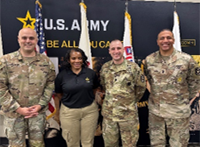 MAJ Jason Cooper, XO, Ms, Crancena Ross,Army PaYS Marketer, LTC Micah Klein, Albany BN Commander, and CSM Brian Jones MAJ Jason Cooper, XO, Ms, Crancena Ross,Army PaYS Marketer, LTC Micah Klein, Albany BN Commander, and CSM Brian Jones