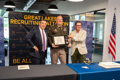LTC McCart presents Mr. Bowen and Ryan Williams, Co Founder and COO, Forefront Healthcare the plaque LTC McCart presents Mr. Bowen and Ryan Williams, Co Founder and COO, Forefront Healthcare the plaque