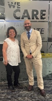 Diana Ramirez, Director of Community Development for Reborn Cabinets, and Marketing Analyst Alfredo Harris 