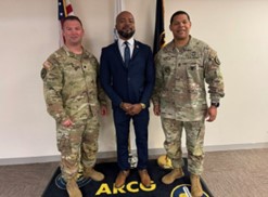 Army PaYS Market Analyst Frank McNeil with LTC Christopher Lauff and SGM Craig Butler with 13th Battalion, Army Reserve Careers Group