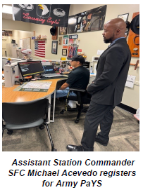 SFC Michael Acevedo registers for PaYS with Frank assisting SFC Michael Acevedo registers for PaYS with Frank assisting