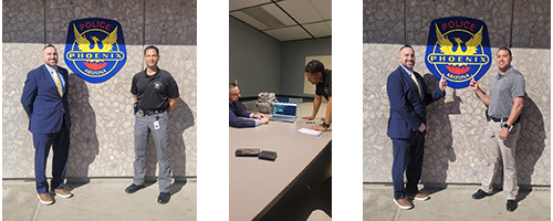 Roy and George Pizarro, Phoenix PD --- Roy gives PIX training to George Pizarro, Phoenix PD --- Roy and John Childress, Phoenix PD