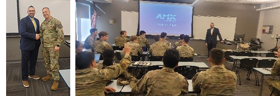 Roy and LTC Whipple PMS ASU ROTC --- Roy Briefs ASU ROTC Cadets