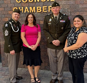 Darrin Colwell, NorCal BN CSM, Veronica Baumgardner, HR Director for Sutter County ,LTC Christopher Sadoski, NorCal BN CDR, Elizabeth Sandoval, HHS Human Resources Manager