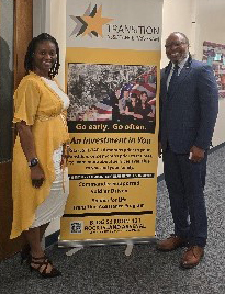 Carol Beauford, SFL-TAP Coordinator, and Samuel at the Rock Island Arsenal Transition Assistance Program Carol Beauford, SFL-TAP Coordinator, and Samuel at the Rock Island Arsenal Transition Assistance Program