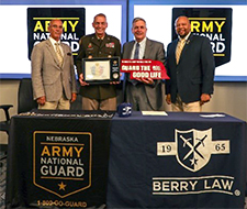 Berry Law Firm Signing Ceremony (l-r) CASA Richard Burch, MG Craig Strong, John Posner, Antonio Johnson