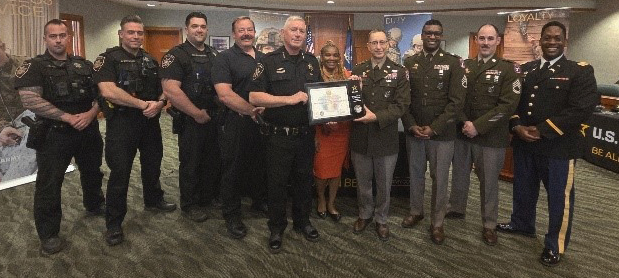 The ceremony was attended by officers from the Onondaga County Sheriff's Office and Soldiers from the Syracuse Battalion The ceremony was attended by officers from the Onondaga County Sheriff's Office and Soldiers from the Syracuse Battalion