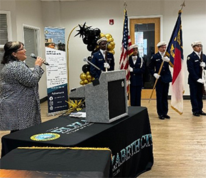 Northeastern High School JROTC Color Guard presented the Colors, accompanied by the stirring rendition of the National Anthem performed by Rachel Harrell, HR Generalist, City of Elizabeth City