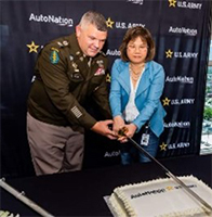 COL Norton and Ms. Esparza cut the cake following the ceremony.