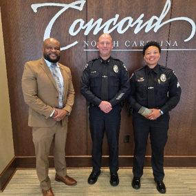 Victor with Chief Hughes and SGT Missouri, Concord Police Department